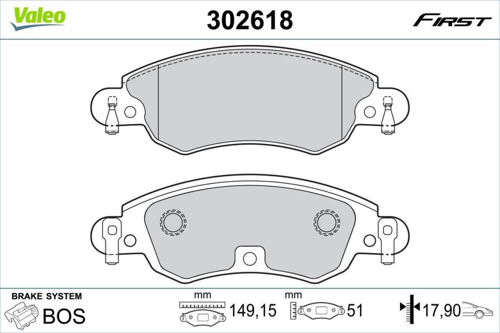Jogo de 4 pastilhas de travão VALEO ref. 302618